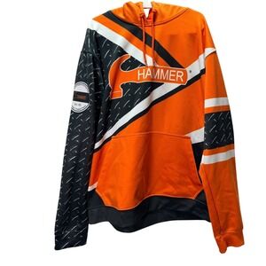 Hammer Bowling Hoodie Mens 2XL Orange Graphic Pullover Sweatshirt Athletic Sport
